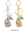 3.9" Rhinestone Bunny Keychain with Carrot Charm .68 each