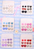 6 Pair Heart & Flower Stud Earrings Set .68 each set