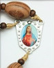 53" Long Large Wood Rosary Hanger w/ Mixed Saints Pictures Dark Brown Color $7 .50 Per Piece