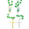 36" Saint Jude Green Bead Gold & Silver Chain Rosary In Keepsake Box .68 each