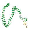 36" Saint Jude Green Bead Gold & Silver Chain Rosary In Keepsake Box .68 each