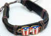 Puerto Flag Drums Pendant Leather Bracelet .68 each