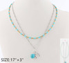 Layered Beaded Chain Necklace with Stone & GOOD LUCK Horseshoe Pendant .68 each