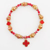 Beaded Stretch Bracelet with Faceted Glass Beads & Quatrefoil Charm .68 each