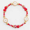 Beaded Stretch Bracelet with White Quatrefoil Charms .68 each