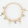 Spring Style Gold & Silver Cross & Stone Charm Bracelet .68 each