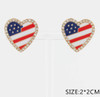 0.8" American Flag Heart Stud Earrings .68 each pair