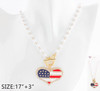 Patriotic Heart Pendant Pearl Beaded Necklace .68 each