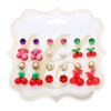 12 Pair Cherry & Mix Stud Earring Set .68 each set