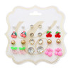 12 Pair Cherry & Mix Stud Earring Set (3259) .68 each set