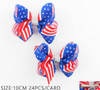 3.9" Patriotic American Flag Hair Bow Clips with Rhinestone Center .34 each