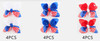 3.9" Patriotic American Flag Hair Bow Clips with Knot Center .34 each