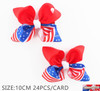 3.9" Patriotic American Flag Hair Bow Clips with Knot Center .34 each
