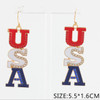 2.2" USA Rhinestone Drop Earrings .68 each pair