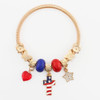 Spring Style Gold & Silver Patriotic Cross, Star & Heart Charm Bracelet .68 each