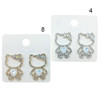 1.2" Rhinestone Cat Gold & Silver Stud Earrings .70 each pair