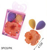 3 PC Set Beauty Blender Sponge & Hibiscus Flower Hair Clip  .68 each set