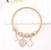 Spring Style Gold & Silver Heart & Quatrefoil Charm Bracelet .70 each