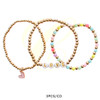 3 Pc Gold & Silver Bead & Pastel LOVE Bracelet Set .68 each set