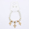 White Pearl Cross Charm Bracelet .68 each
