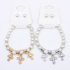 White Pearl Cross Charm Bracelet .68 each