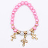 Asst Color Pearl Cross Charm Bracelet .68 each