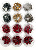 36" Brown + Burgundy Bead Rosary w/ Silver Cross JESUS in Keepsake Box .68 each
