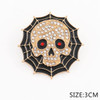 1.2" Halloween Rhinestone Skull Spiderweb Brooch .68 each