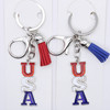 3.5" Patriotic Rhinestone USA Keychain w/ Tassel .68 each