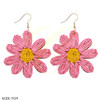 2.8" Woven Raffia Daisy Statement Earrings .70 each pair