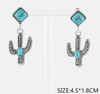1.7" Southwestern Look  Asst Color Cactus Drop Earrings .70 each pair