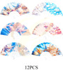9" Ocean & Seashell Print Folding Hand Fan .70 each