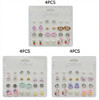 12 Pair Novelty Stud Earrings Set .70 each set