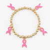 Pink Ribbon Breast Cancer Awareness Charm Stretch Bracelet .70 each