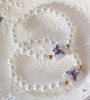 2 Pc Set Pearl Beads w/ Butterfly Painted Bracelet White & Ivory .70 each set