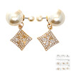 Double Pearl Ball w/ Rhinestone Charm Earring .70 each pair