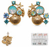 Ocean Seashell & Starfish Crystal Stud Earrings .70 each pair