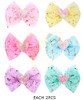 6.1" Girls Glitter Heart Tulle Bow Hair Clip .70 each