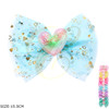 6.1" Girls Glitter Heart Tulle Bow Hair Clip .70 each