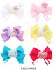 4.3" Sparkly Sequin Cat Gator Clip Hair Bow Pastel Colors 24 pcs pk .35 each
