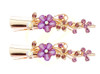 3" 2 Pc Set Gold & Silver Salon Clips w/ Asst Color Stone Flower .70 per set