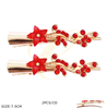 3" 2 Pc Set Gold & Silver Salon Clips w/ Stone Flower .70 per set
