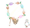 Pastel Beaded Butterfly Charm Bracelet w/ Gold & Silver Accents .70 each