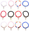 Crystal Beaded Religious Cross Stretch Bracelet .70 each