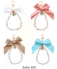 Pearl Wristlet Teddy Bear Charm Keychain w/ Ribbon .70 each