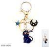 3.4" Cat, Star & Moon Charm Keychain with Lobster Clasp .70 each