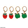2 Pair Set Fruit Charm Hoop Earrings .70 each set