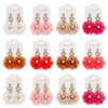 1.8" Rhinestone Heart & Chiffon Flower Drop Earrings .70 each pair