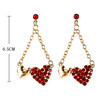 2.6" Rhinestone Double-Heart Chain Earrings .70 each pair