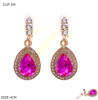 1.5" Crystal with Rhinestones Clip-On Teardrop Earrings .70 each pair